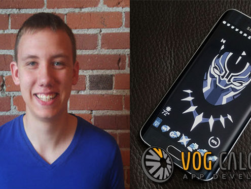 A banner image of our graphic design artist ethan next to his android theme artwork featuring the black panther from captain america civil war